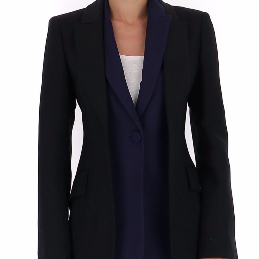 Alexander McQueen Black and Navy Satin-Trim Blazer - Picture 3 of 9